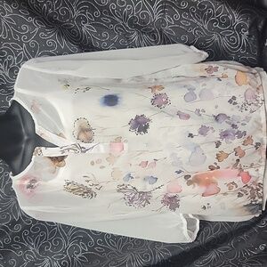 No brand Size women's 6 mid length arm sheer over built in tank top.